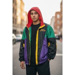 MTV Music Television Colorblock design WIndbreaker Jacket size M